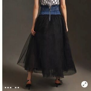 Anthropologie Pilcro Denim & Tulle Skirt Midi New Size 6 Small  *Never Worn*